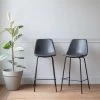 Lot De 2 Tabourets De Bar Vintage LUCIEN Gris Foncé - Hauteur D'assise 65cm - HAPPY GARDEN