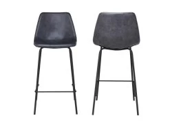 Lot De 2 Tabourets De Bar Vintage LUCIEN Gris Foncé - Hauteur D'assise 65cm - HAPPY GARDEN -Vous savez quand c'est un magasin de meubles. tabouret haut 11212741