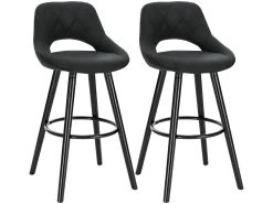 Lot De 2 Tabourets De Bar En Revêtement Tissu Avec Pieds En Bois Anthracite 19_0000563