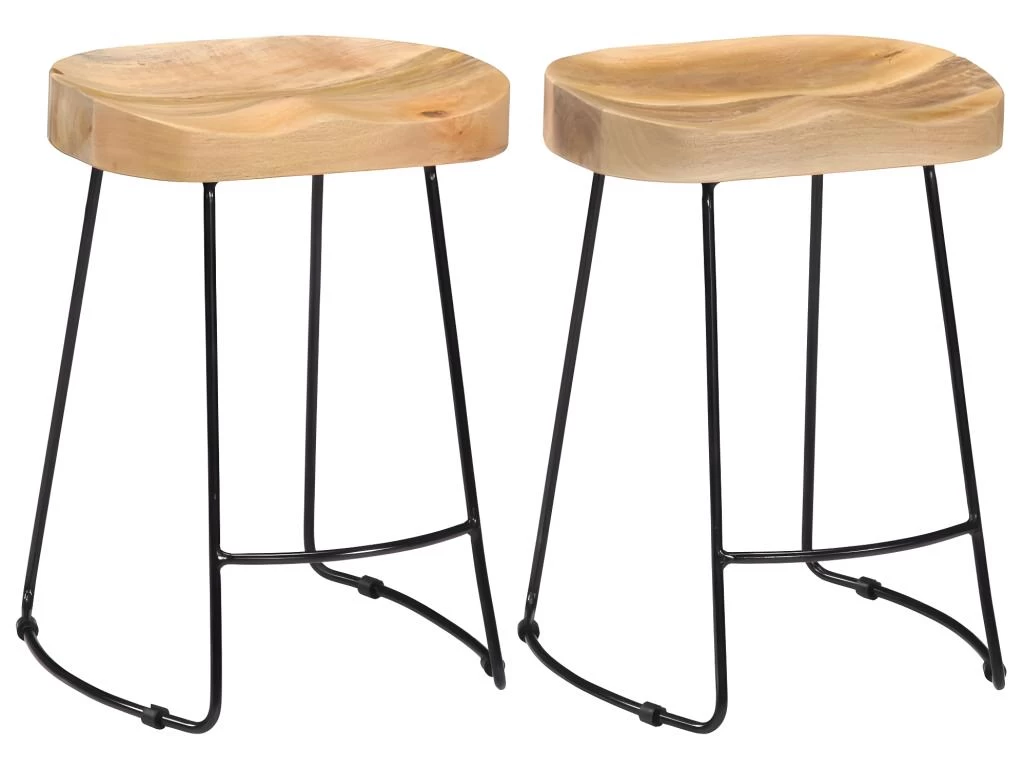 Lot De Deux Tabourets De Bar Design Chaise Siège Bois De Manguier Solide 1202098 3 Lot De Deux Tabourets De Bar Design Chaise Siège Bois De Manguier Solide 1202098