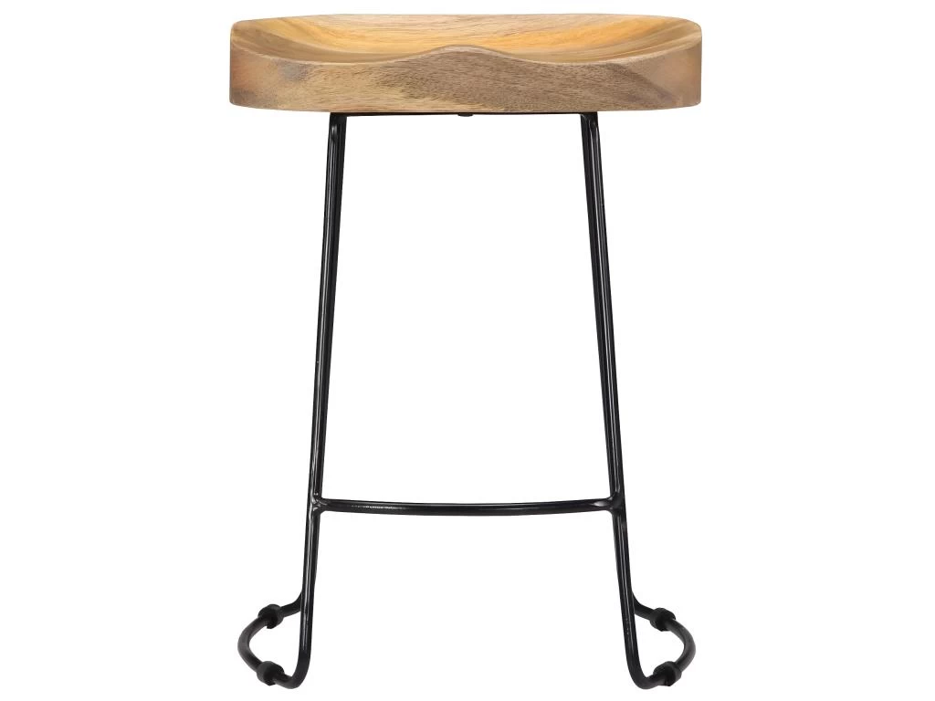 Lot De Deux Tabourets De Bar Design Chaise Siège Bois De Manguier Solide 1202098 4 Lot De Deux Tabourets De Bar Design Chaise Siège Bois De Manguier Solide 1202098 – Image 2
