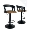 KAYELLES Lot De 2 Tabourets De Bar Design Avec Accoudoirs AYO (Noir-marron)