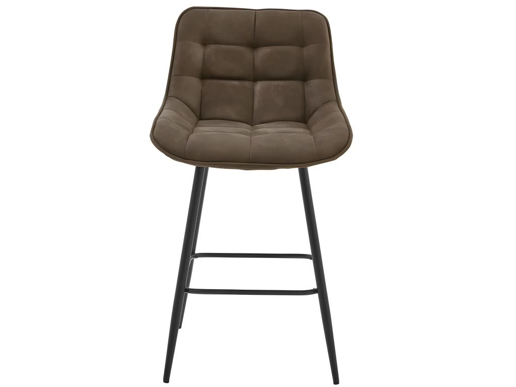 GRANT - Fauteuil De Bar Vintage En Microfibre Marron Et Métal Noir (x4) 7 GRANT - Fauteuil De Bar Vintage En Microfibre Marron Et Métal Noir (x4) – Image 5