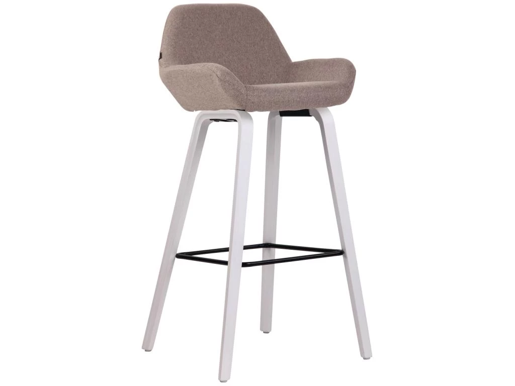 Lot De 2 Tabourets De Bar En Tissu Taupe Pieds En Bois De Chêne Blanc Design Original Robuste Et Confortable 10_0000414 4 Lot De 2 Tabourets De Bar En Tissu Taupe Pieds En Bois De Chêne Blanc Design Original Robuste Et Confortable 10_0000414 – Image 2