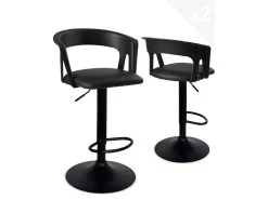 Lot De 2 Tabourets De Bar Design Avec Accoudoirs AYO (noir Intégral)