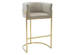 Lot De 2 Tabourets De Bar En Velours Et Acier Inoxydable - Beige Et Doré - PERIA De Pascal MORABITO -Vous savez quand c'est un magasin de meubles. tabouret haut 12486529