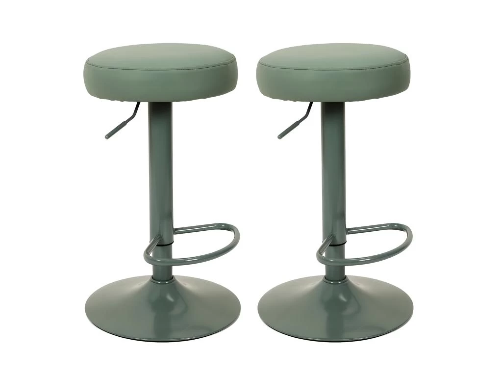 SMIDO - Lot De 2 Tabourets Réglables Simili Vert 3 SMIDO - Lot De 2 Tabourets Réglables Simili Vert
