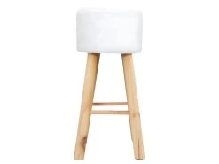KALAK - Lot De 2 Tabourets Tissu Blanc Bouclettes Pieds Bois -Vous savez quand c'est un magasin de meubles. tabouret haut 12628135