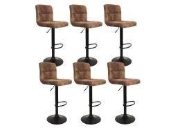 JULIO - Lot De 6 Tabourets Simili Marron Camel