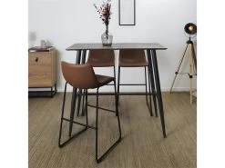 BISNIO - Lot De 2 Tabourets Effet Cuir Vieilli Avec Surpiqures -Vous savez quand c'est un magasin de meubles. tabouret haut 12628337