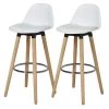 Lot De 2 Tabourets De Bar - Blanc - Pied Metal Peinture Bois - L 39 X P 37 X H 70,5 Cm - PITT -Vous savez quand c'est un magasin de meubles. tabouret haut 12992605