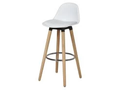 Lot De 2 Tabourets De Bar - Blanc - Pied Metal Peinture Bois - L 39 X P 37 X H 70,5 Cm - PITT -Vous savez quand c'est un magasin de meubles. tabouret haut 12992613