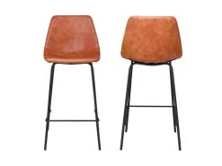 Lot De 2 Tabourets De Bar Vintage LUCIEN Cognac - Hauteur D'assise 65cm - HAPPY GARDEN -Vous savez quand c'est un magasin de meubles. tabouret haut 13089373