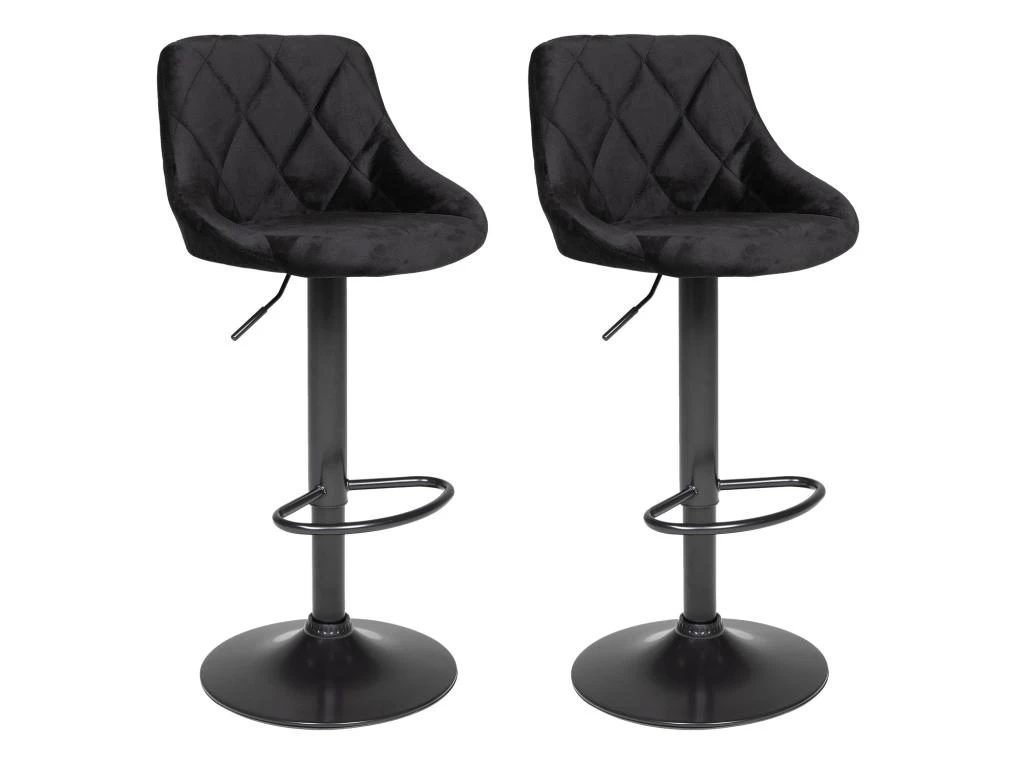 Lot De 2 Tabourets De Bar En Velours Noir ROBIN - HAPPY GARDEN 3 Lot De 2 Tabourets De Bar En Velours Noir ROBIN - HAPPY GARDEN