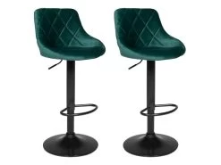 Lot De 2 Tabourets De Bar En Velours Vert ROBIN - HAPPY GARDEN