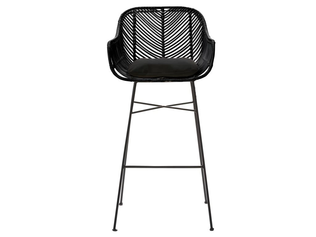 Nunuhai - Lot De 2 Tabourets De Bar En Rotin 76cm - Couleur - Noir 4 Nunuhai - Lot De 2 Tabourets De Bar En Rotin 76cm - Couleur - Noir – Image 2