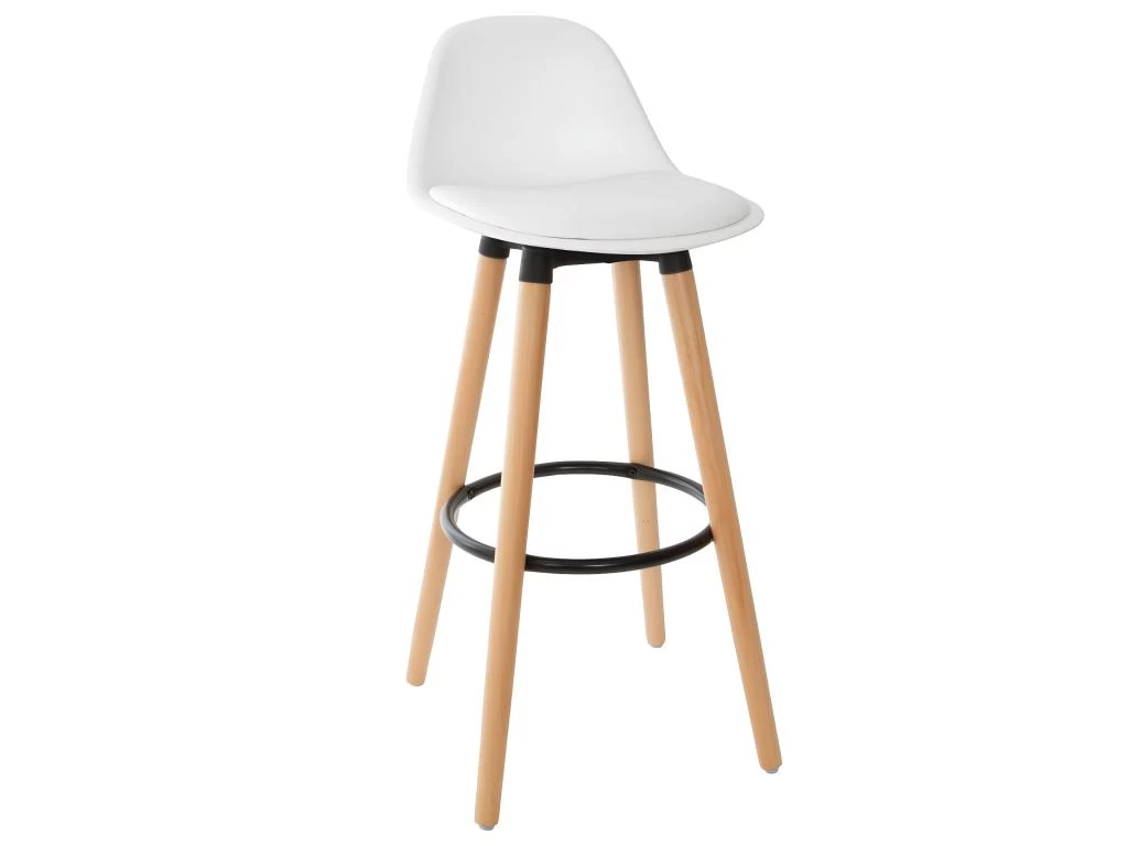 Tabouret De Bar Confortable Assise Blanche Et Pieds En Bois H 92 Cm 3 Tabouret De Bar Confortable Assise Blanche Et Pieds En Bois H 92 Cm