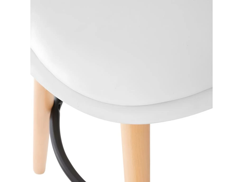 Tabouret De Bar Confortable Assise Blanche Et Pieds En Bois H 92 Cm 4 Tabouret De Bar Confortable Assise Blanche Et Pieds En Bois H 92 Cm – Image 2