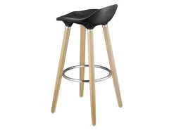 OSLO Lot De 2 Tabourets De Bar Noir Laque + Pieds Hetre Massif - Contemporain - L 39 X P 40 Cm -Vous savez quand c'est un magasin de meubles. tabouret haut 13476621