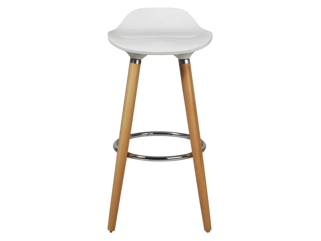 Lot De 4 Tabourets De Bar - Blanc - Pied Metal Peinture Bois - L 39 X P 33 X H 70 Cm - OSLO 4 Lot De 4 Tabourets De Bar - Blanc - Pied Metal Peinture Bois - L 39 X P 33 X H 70 Cm - OSLO – Image 3