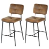 Lot De 2 Tabouret De Bar Industriel Avec Dossier Et Repose-pieds, Siège Rembourrés Marron -Vous savez quand c'est un magasin de meubles. tabouret haut 13582619