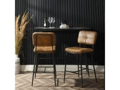 Lot De 4 Tabouret De Bar Industriel Avec Dossier Et Repose-pieds, Siège Rembourrés Marron -Vous savez quand c'est un magasin de meubles. tabouret haut 13582661