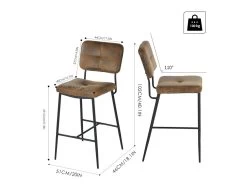 Lot De 4 Tabouret De Bar Industriel Avec Dossier Et Repose-pieds, Siège Rembourrés Marron -Vous savez quand c'est un magasin de meubles. tabouret haut 13582667
