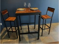 FACTORY - Chaise Haute En Acier Et Bois 80 Cm -Vous savez quand c'est un magasin de meubles. tabouret haut 14011125