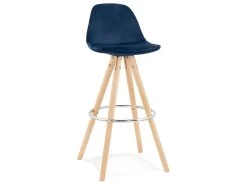 Tabouret De Bar Scandinave "Miro" 97cm Bleu & Naturel