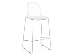 Tabouret De Bar "Layvin" 111cm Blanc & Chromé