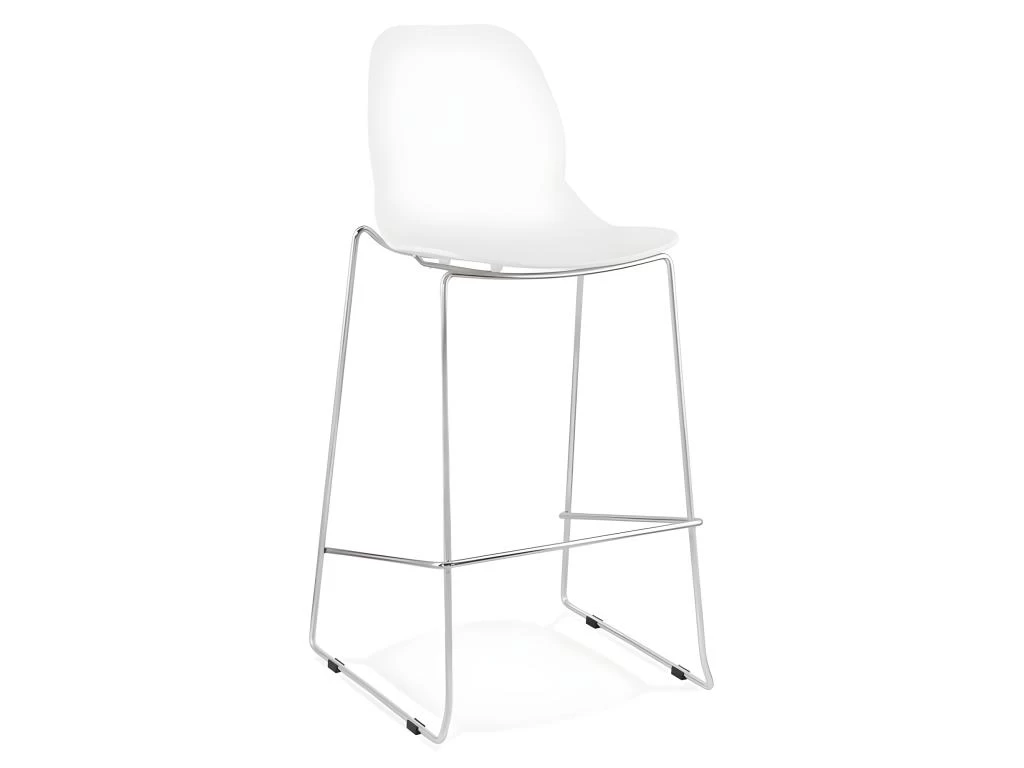 Tabouret De Bar "Layvin" 111cm Blanc & Chromé 3 Tabouret De Bar "Layvin" 111cm Blanc & Chromé