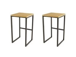 Lot De 2 Tabourets Design "Frame" 65cm Chêne & Noir