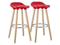Lot De 2 Tabourets De Bar "Corela" 80cm Rouge