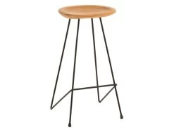 Chaise De Bar En Teck "Scanda" 77cm Naturel & Noir
