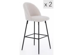 Lot De 2 Tabourets De Bar En Métal Et Bouclettes Blanches