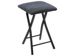 Tabouret Pliant Gris Foncé Et Métal Noir