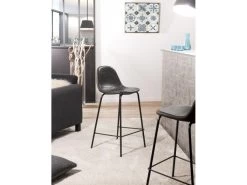 AUGUSTIN - Lot De 2 Tabourets De Bar JOHN Noirs Hauteur D'assise 65cm