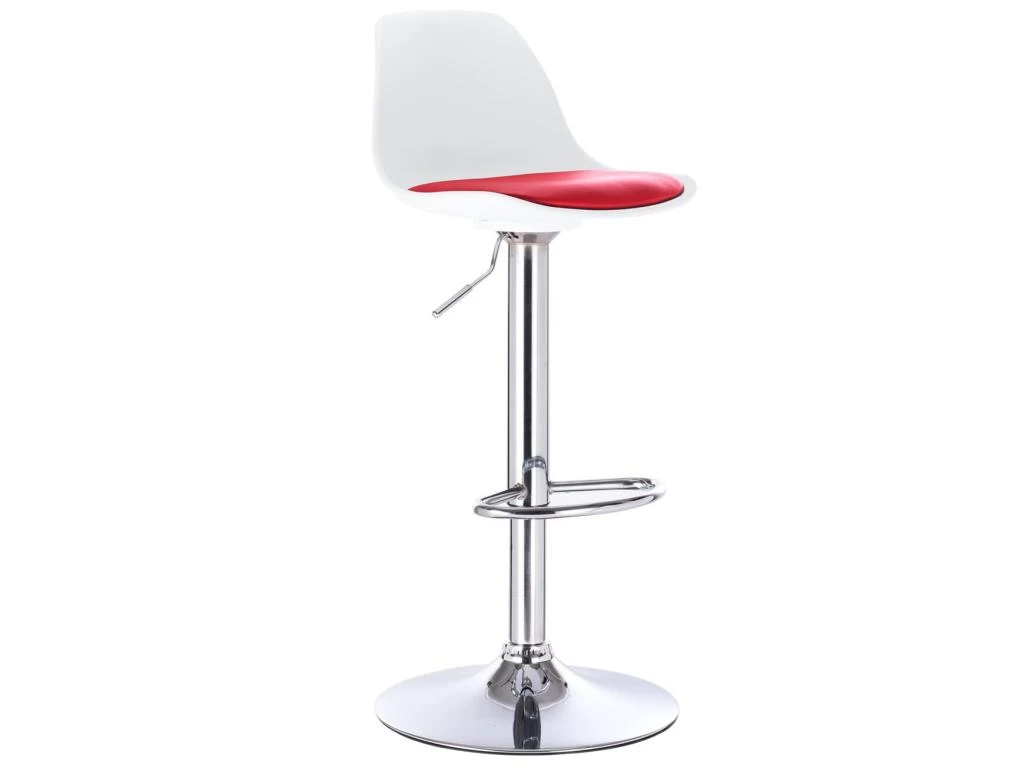 KAYELLES Lot De 2 Tabourets De Bar Design Réglable Pivotant SIG (Blanc-rouge) 5 KAYELLES Lot De 2 Tabourets De Bar Design Réglable Pivotant SIG (Blanc-rouge) – Image 3