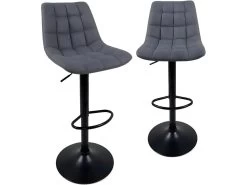 Lot De 2 Tabourets De Bar Design Matelassé SID (Gris)