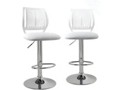 Lot De 2 Tabourets De Bar Design Avec Dossier SAWA (Blanc)