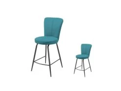 Duo De Chaises De Bar Tissu/Métal Bleu - GARANA