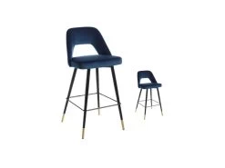 Duo De Tabourets De Bar Métal/Tissu Bleu - YIZI
