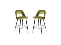 Duo De Tabourets De Bar Métal/Tissu Vert - YIZI