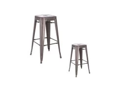 Duo De Tabourets Métal Argent - DREIFUS