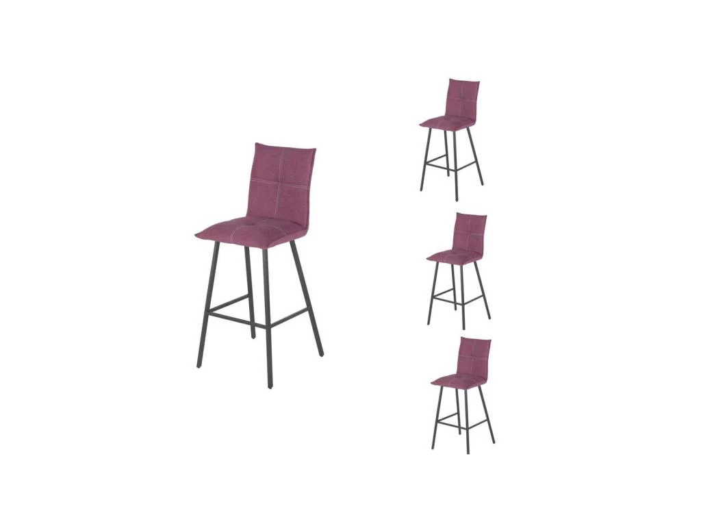 Quatuor De Chaises De Bar Métal/Tissu Rose - FRESNO 3 Quatuor De Chaises De Bar Métal/Tissu Rose - FRESNO
