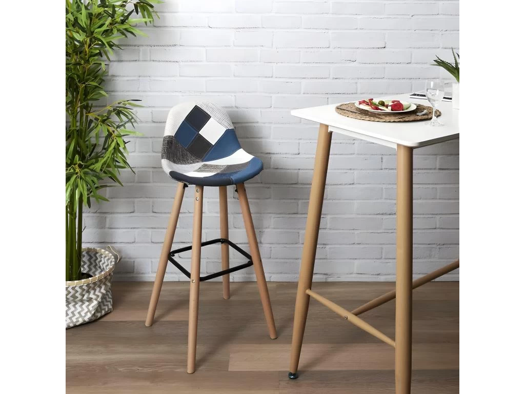 Set De 2 Tabourets De Bar Patchwork 4 Set De 2 Tabourets De Bar Patchwork – Image 2
