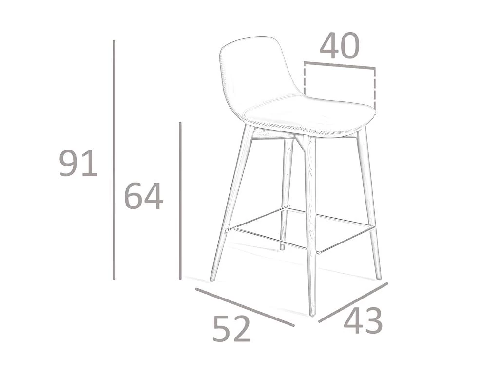 Tabouret En Croûte De Cuir Et Bois Noyer 4044 ANGEL CERDA 7 Tabouret En Croûte De Cuir Et Bois Noyer 4044 ANGEL CERDA – Image 5