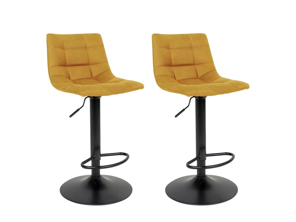 MAGNUS - Lot De 2 Tabourets Acier Et Tissu Jaune Moutarde 3 MAGNUS - Lot De 2 Tabourets Acier Et Tissu Jaune Moutarde