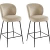 Lot De 2 Tabourets De Bar En Velours Et Métal Noir - Beige - POLPONA De Pascal MORABITO -Vous savez quand c'est un magasin de meubles. tabouret haut 18818567