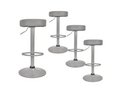 SMIDO - Lot De 4 Tabourets Réglables Simili Gris